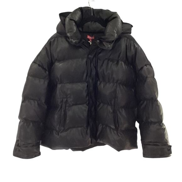 Staud Oversized Ace Coat Puffer Jacket With Hood Black Size Medium NWT Sold Out - Picture 4 of 15